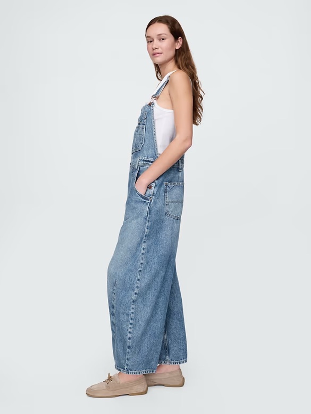 GAP Light Blue Wide-Leg Denim Overalls for Women